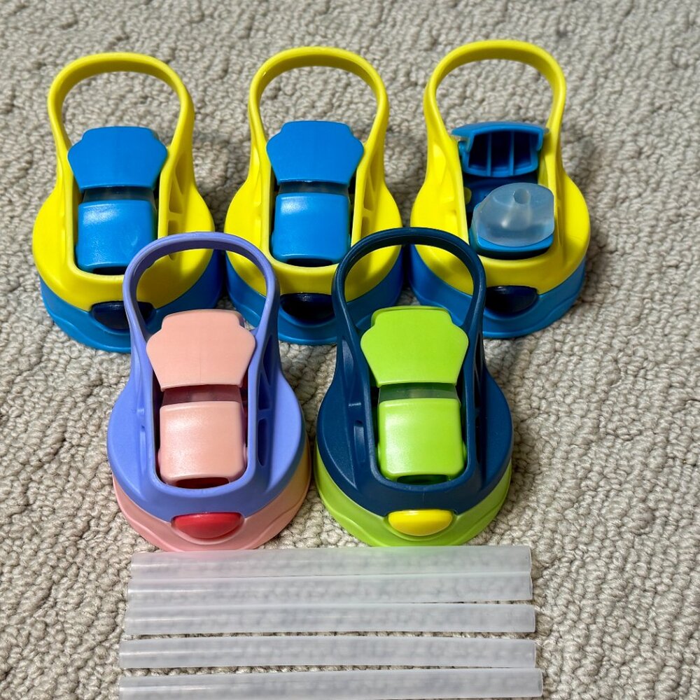 6 Kids 12oz Tumbler Tops & Straws Replacements Bundle
